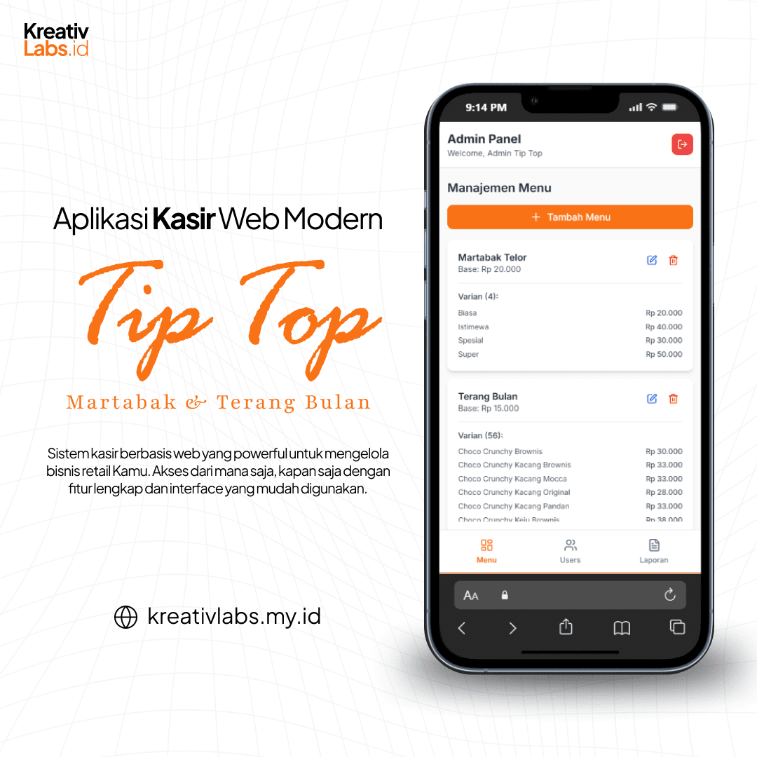 Preview Aplikasi Kasir Web Tip Top